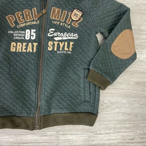 Perimitz green leather elbow patches jacket - Picture 3 of 10